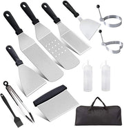Set di Spatole per Griglia 11 pezzi - Acciaio Inossidabile - Set di Accessori Professionale - Ideale per Teppanyaki - Perfetto per Colazione - Adatto per...