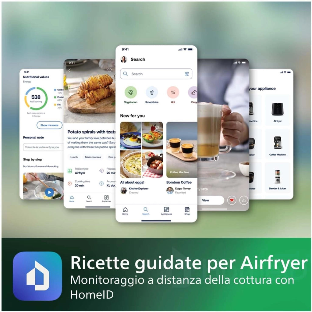Philips Airfryer Serie 5000 XXL, 7,2L (1,4Kg) - 6 porzioni, Friggitrice ad Aria 16-in-1, connessione Wifi, 90% di grassi in meno con Tecnologia Rapid Air, app HomeID. Bianco(HD9285/00)
