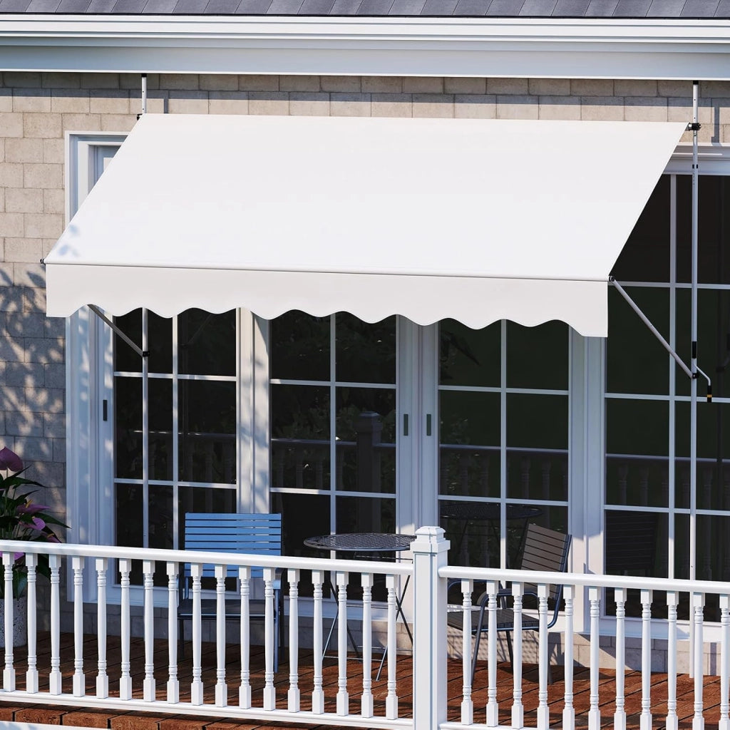 Tenda da Sole a Morsetto, Regolabile in Altezza e Inclinazione con Manovella, Telo Impermeabile e Resistente ai Raggi Solari e Telaio Antiruggine, Tenda Retrattile Senza Foratura (3M,Bianco)