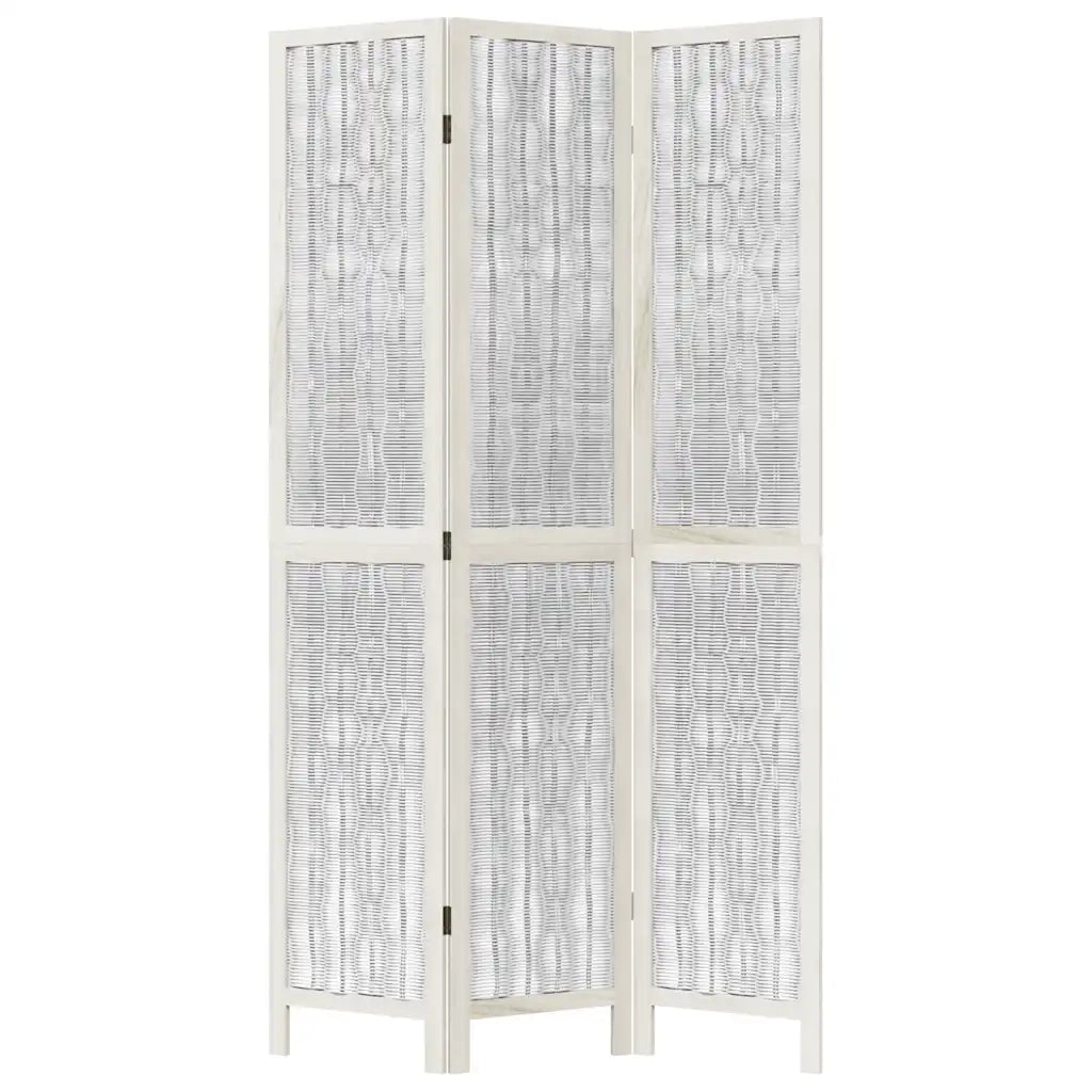 Divisorio Ambienti 3Pannelli Bianco Legno Massello di Paulownia 358671