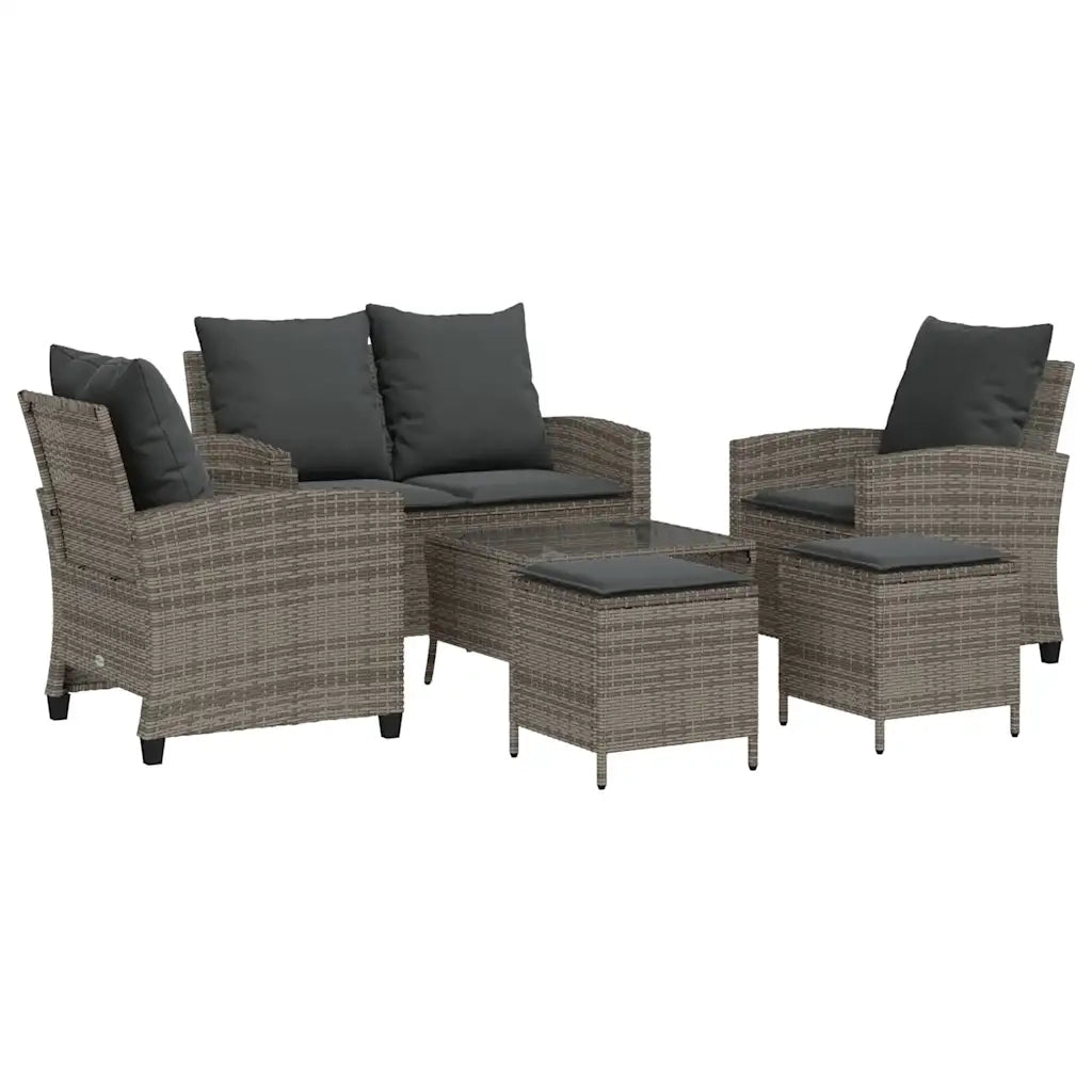 Set Divano da Giardino 6 pz con Cuscini Grigio in Polyrattan 3324579