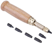 Set per Riemgati in Pelle - Lame 1,5 mm/4 mm - Attrezzi per Taglieria - Compreso 6 Testine - Materiale: Metallo/Legno - Punti per Riemgati