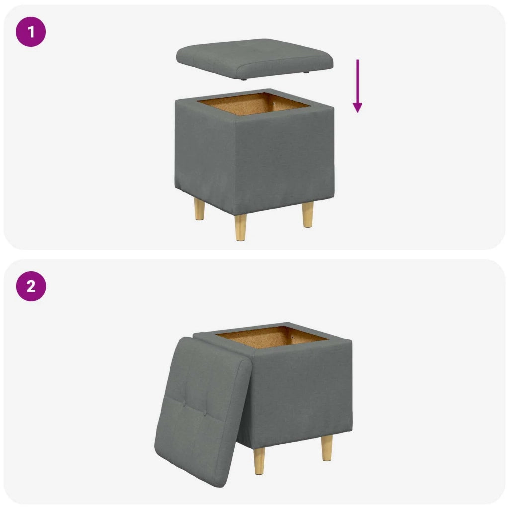 Pouf contenitore Grigio scuro 40 x 40 x 45 cm Tessuto 876804