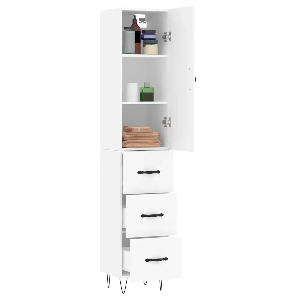 Credenza-Buffet-Armadio da cucina Bianca 34,5x34x180 cm in Legno Multistrato 203370