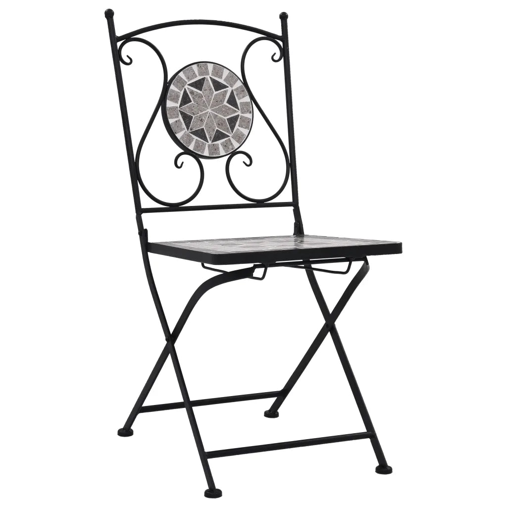 Set BistrÃ² 3 pz con Mosaico in Ceramica Grigio  cod mxl 44751