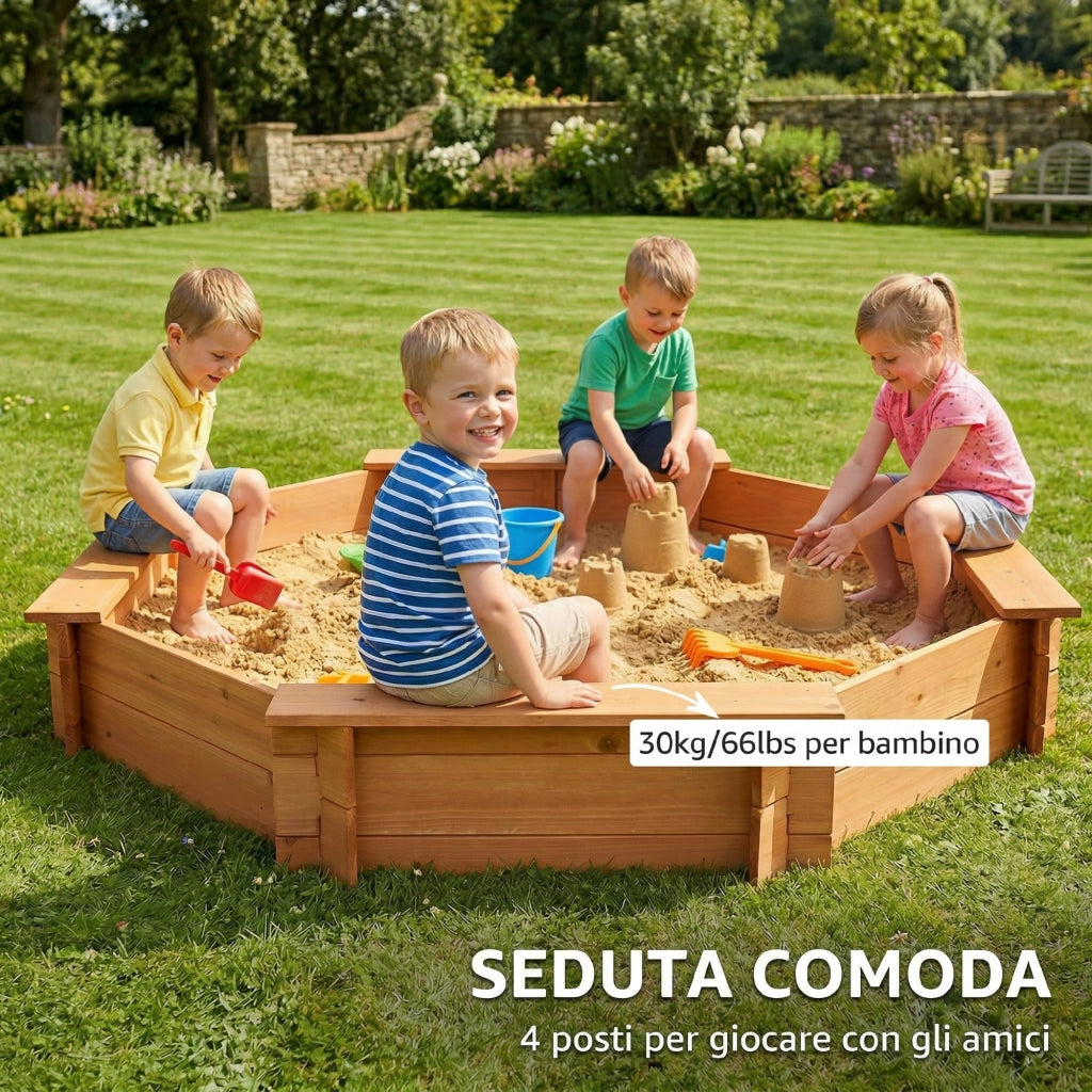 Casetta in Legno per Bambini con Sedili e Copertura ¨C zephmum ¨C 139.5x139.5x21.5cm