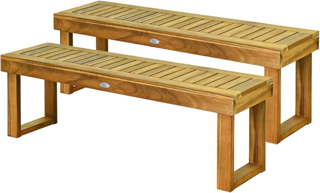 Panchina da Esterno, Panca da Giardino in Legno Senza Schienale, Panchina per Balcone, Ingressp e Cortile, Portata 320 kg, 132 x 34 x 43,5 cm
