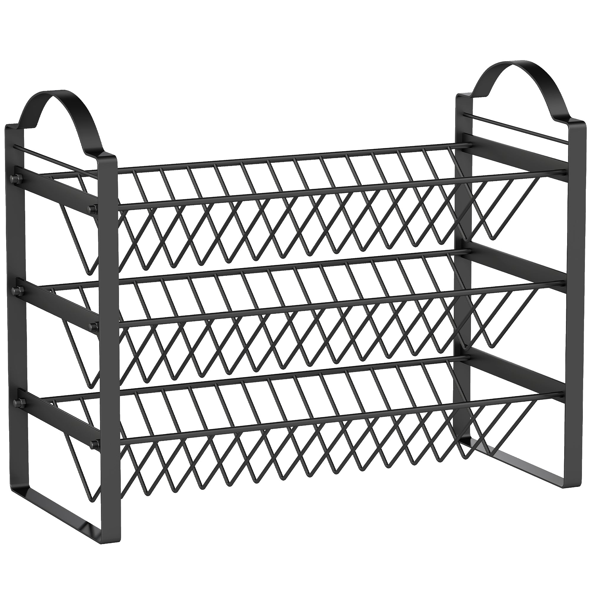 Portaspezie da Cucina a 3 Livelli 39,5x18x33 cm con Ripiani Inclinati in Metallo Nero