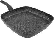 Piatto griglia da 28 cm nero antiaderente e resistente alle graffi con maniglie touch cool - adatto per forni a induzione, elettrici e a gas
