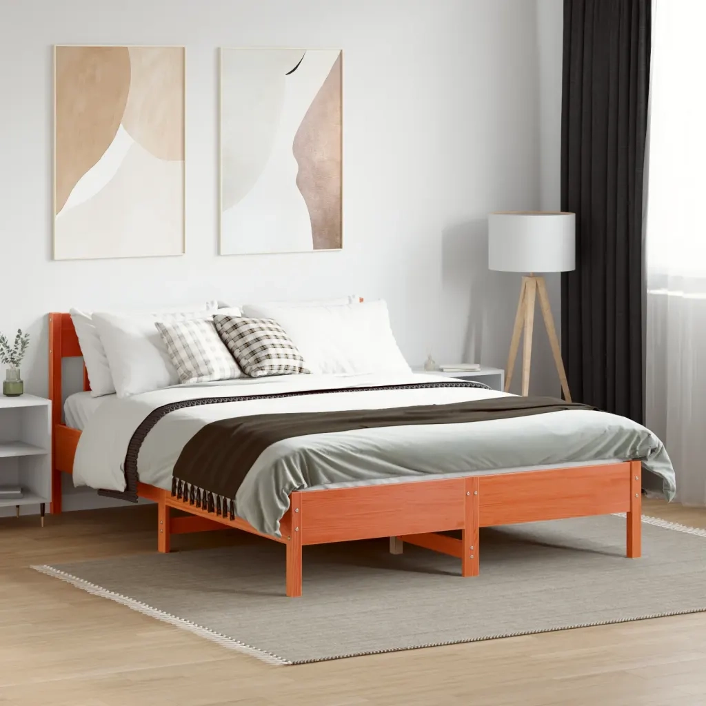 Letto senza Materasso Marrone Cera 120x200 cm in Legno di Pino 842653