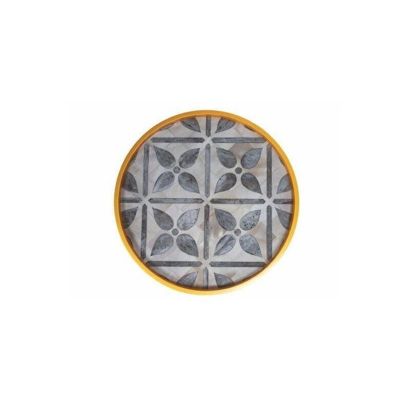 TAVOLINO TONDO IN LEGNO LACCATO 60 X 45 CM GREY FLOWER