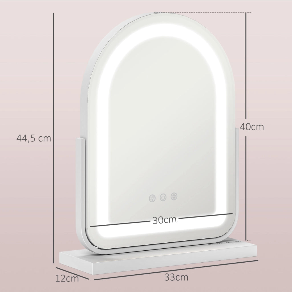Specchio Trucco con Luce LED Regolabile ¨C zephmum ¨C Bianco 33x12x44,5 cm