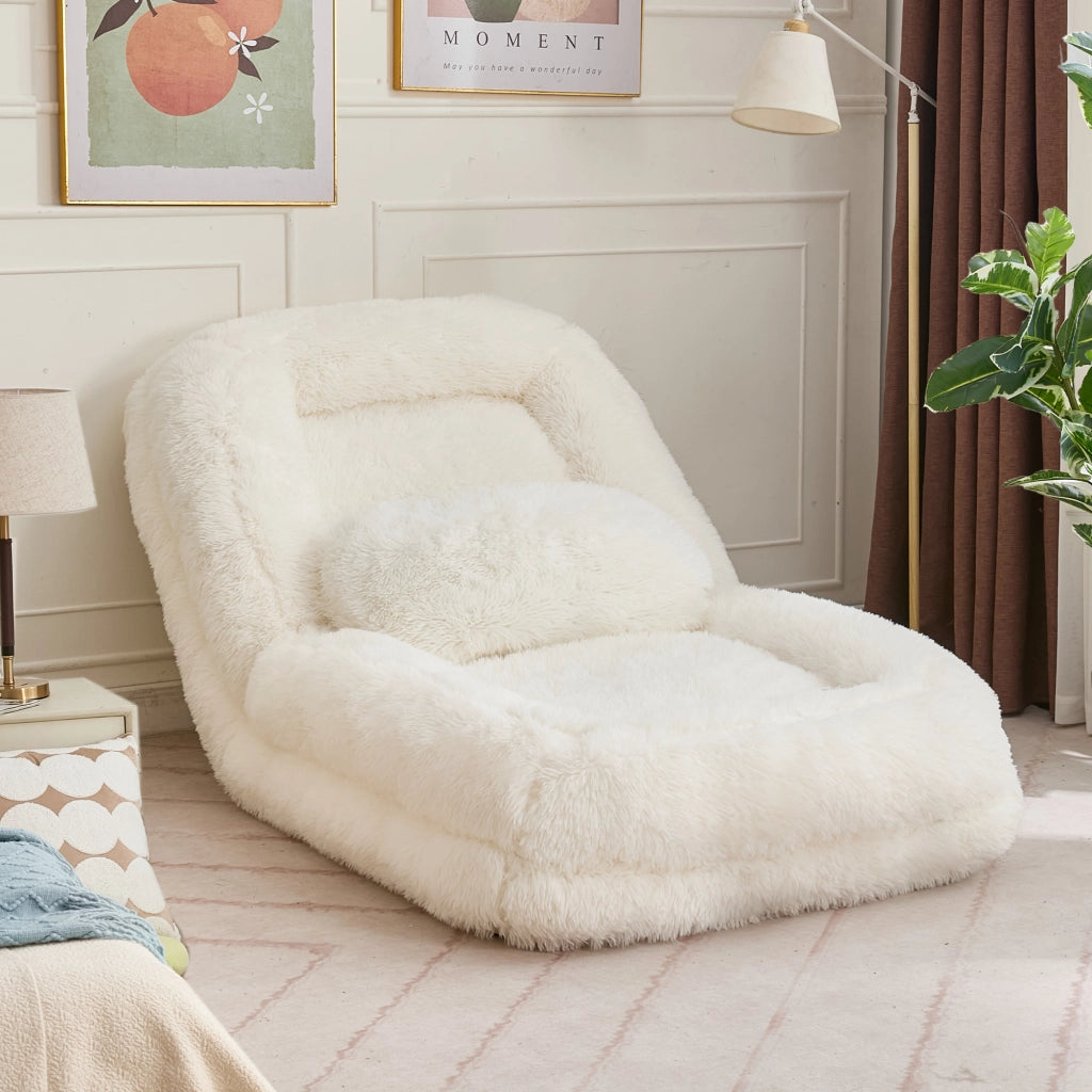 DIVANO LETTO 102x89x88 cm Beige in poliestere con schienale regolabile