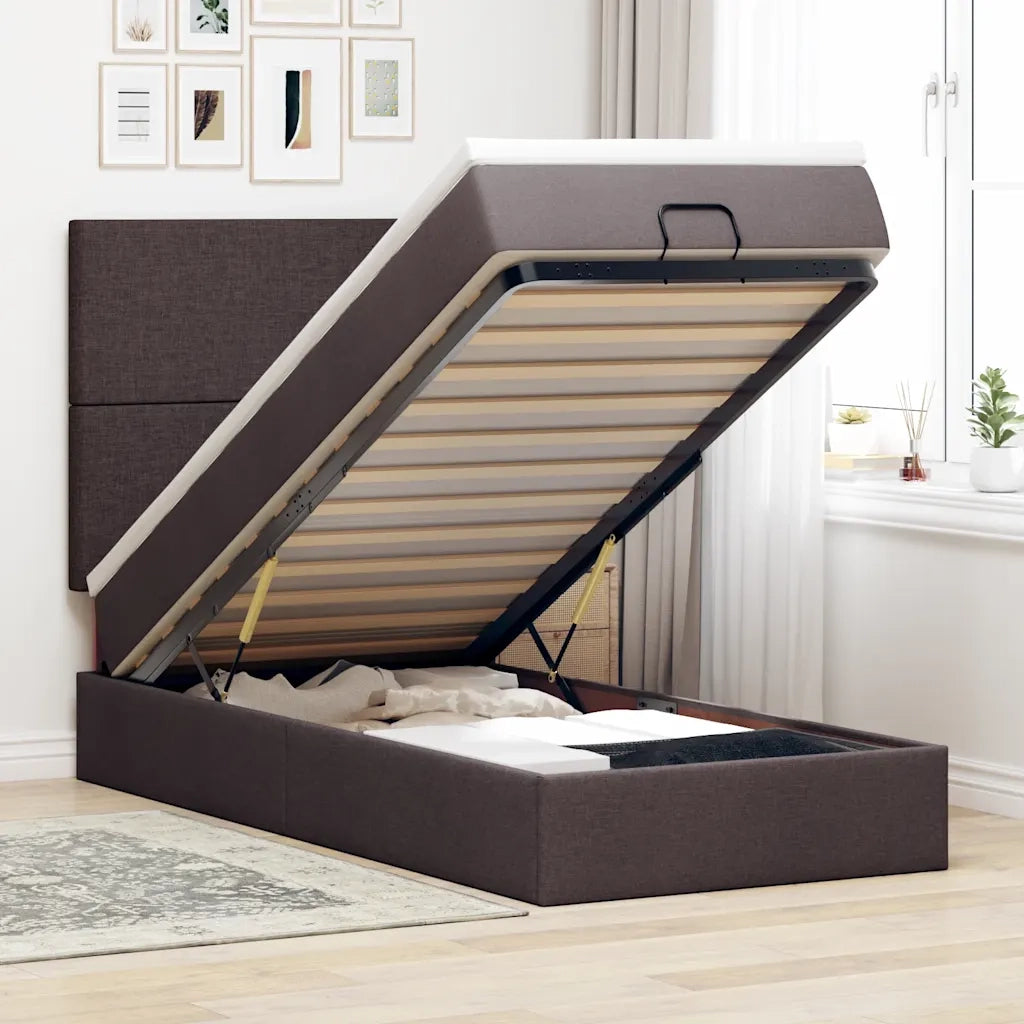Struttura Letto Pouf con Materasso 80x200 cm in Tessuto 3313881