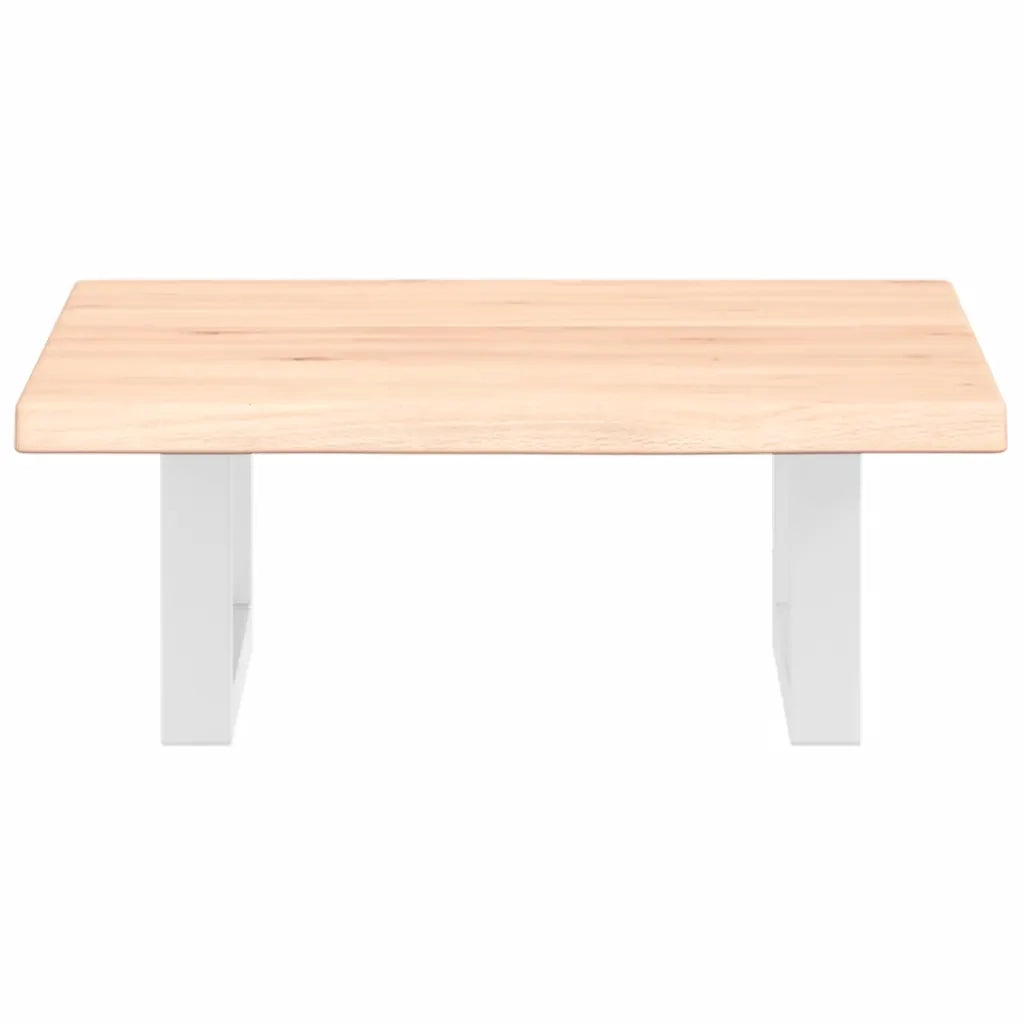 Ripiano a Parete per Lavabo in Acciaio e Massello di Rovere 3302536