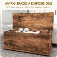 Panca Contenitore Capacità 120 kg per Camera da Letto e Ingresso, in Legno, 100x40x40 cm, Marrone