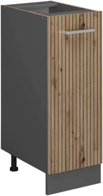 Armadio cucina dispensa alto R-Line, Rovere artigianale, 30 cm senza piano di lavoro, per la libera combinazione all'interno di sistemi cucina modulari