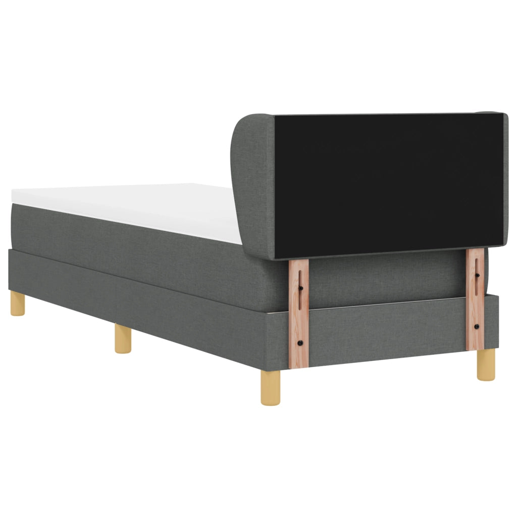 Letto Box Spring con Materasso Grigio Scuro, 80x200 cm, Tessuto