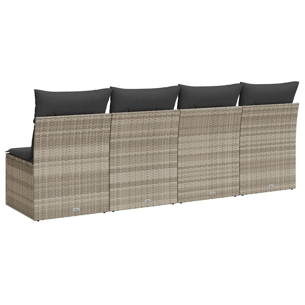 Divano da Giardino con Cuscini 4 Posti-Sofa da Giardino-Divano da esterno Grigio Chiaro Polyrattan 326201