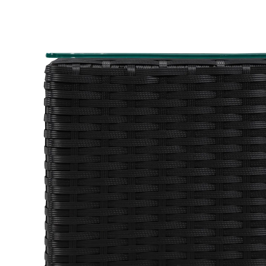 Tavolini Laterale 3 pz | Tavolo laterale con Piano in Vetro Neri in Polyrattan