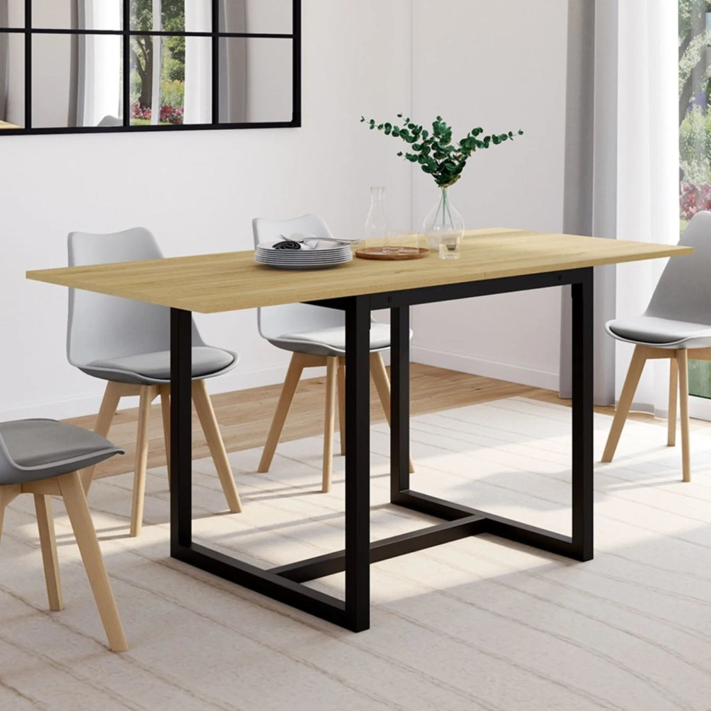 IDMarket - Tavolo da pranzo allungabile DETROIT 4-8 persone design industriale 80-160 cm