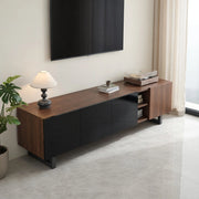 Cassettiera per TV nera e naturale in MDF lunghezza 180 cm