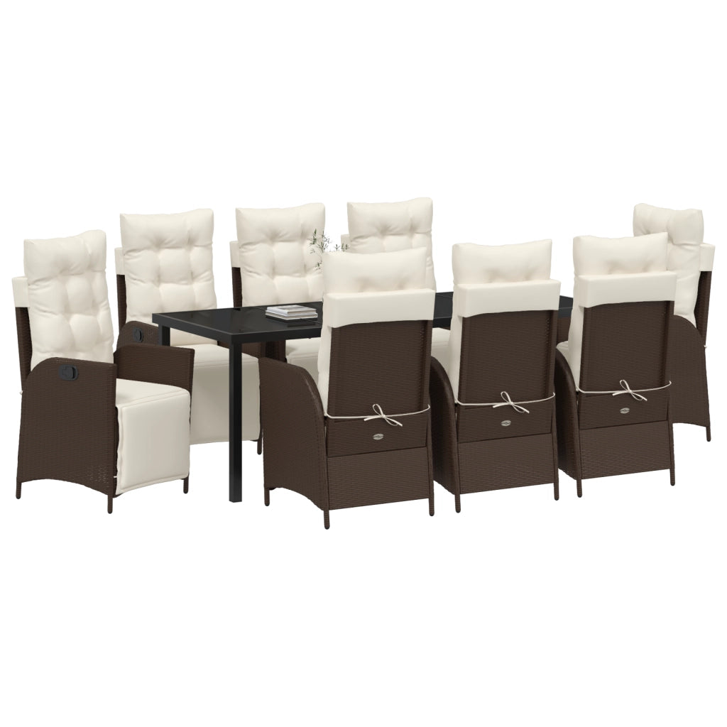 Set da Pranzo da Giardino 9 Pezzi in Rattan Polipropilene Marrone