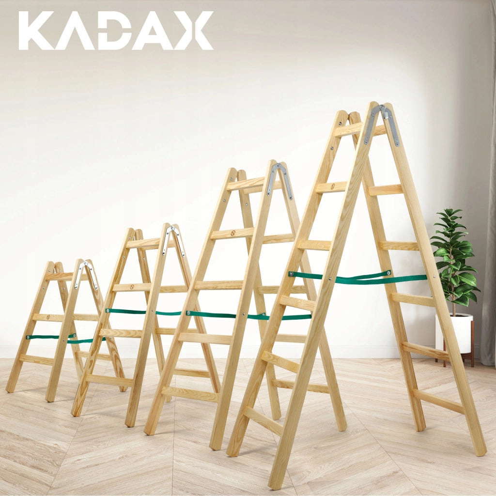 Scala domestica in legno KADAX a 6 gradini, a doppia faccia, per pittura, portata 150 kg.