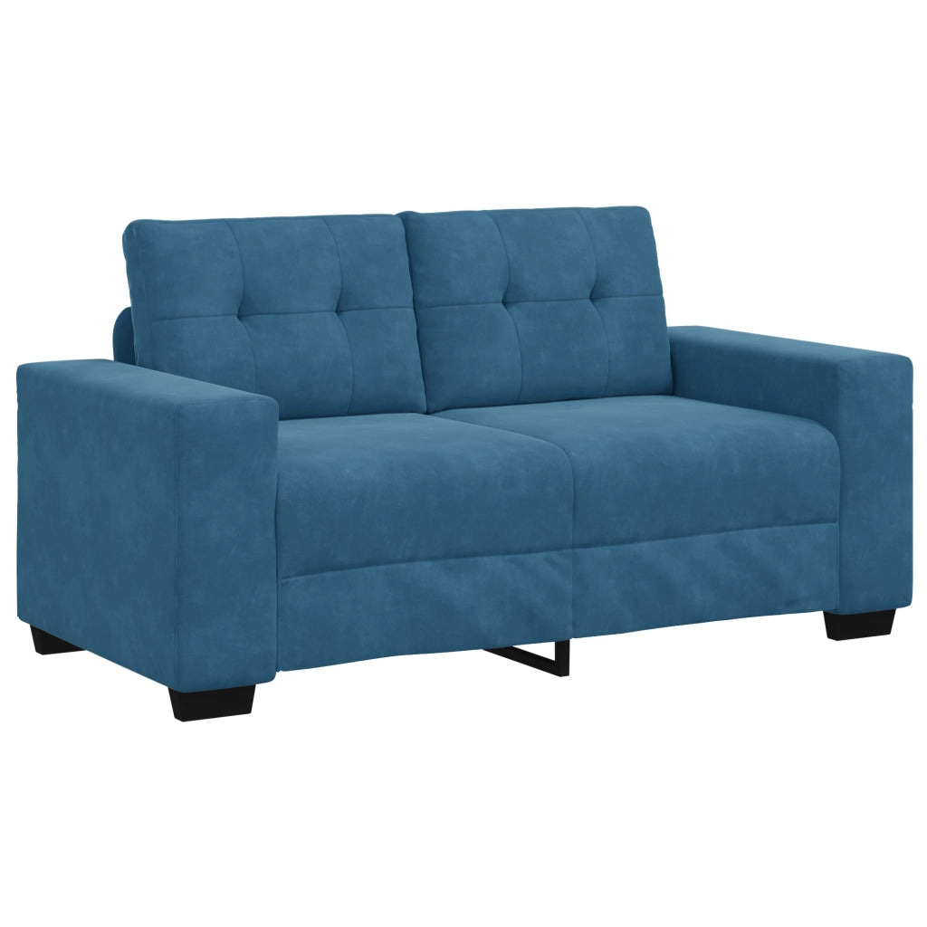 Set Divano 2 Pezzi con Cuscini in Velluto Blu