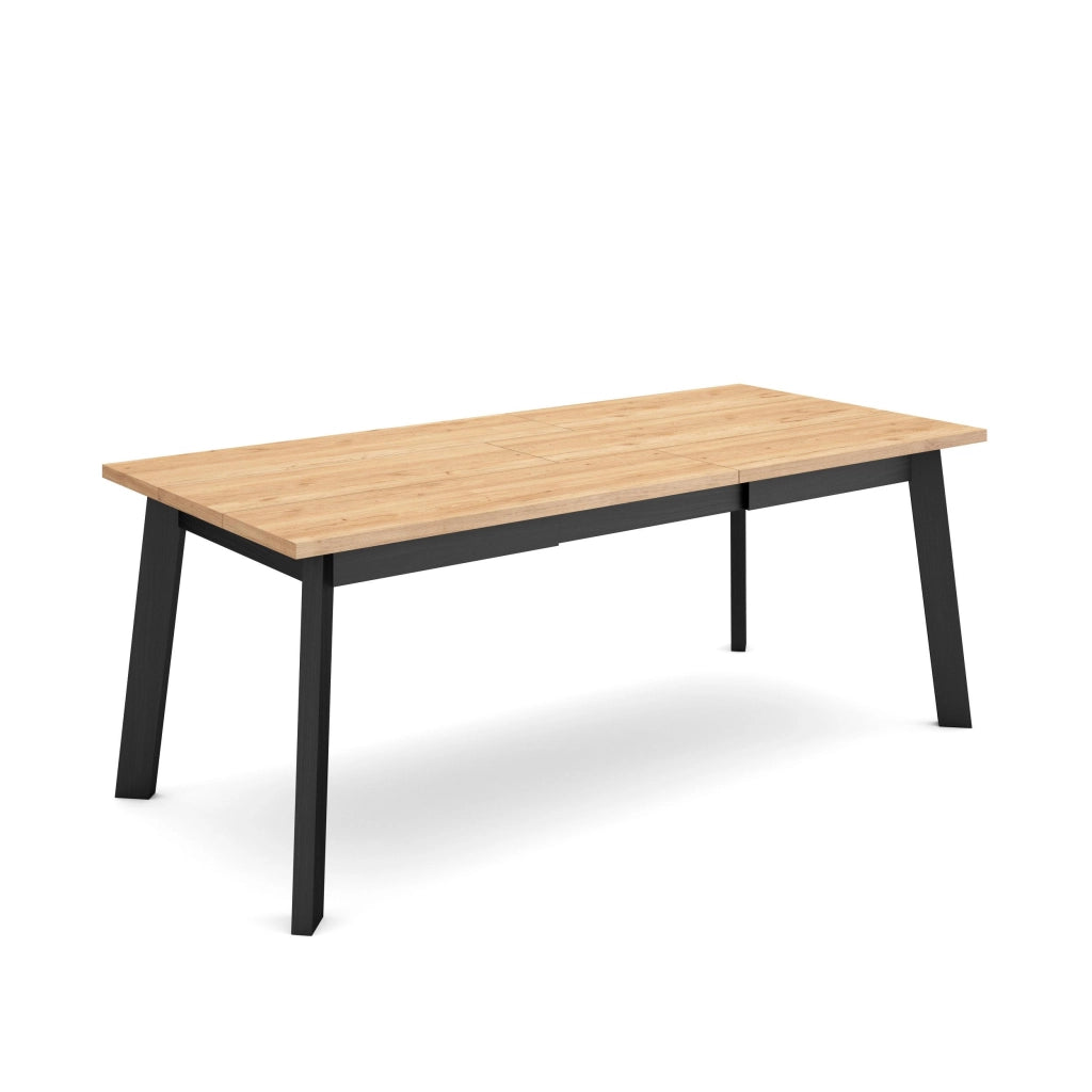 Tavolo da Pranzo, 194x90x74cm, Per 10 persone, Gambe in legno, colore Rovere e nero RF2916