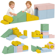 Set di blocchi morbidi per bambini ¨C zephmum ¨C 12 pezzi tessuto lavabile pastello