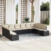 Set Divano da Giardino con cuscino 10 pcs Nero polyrattan 3347237