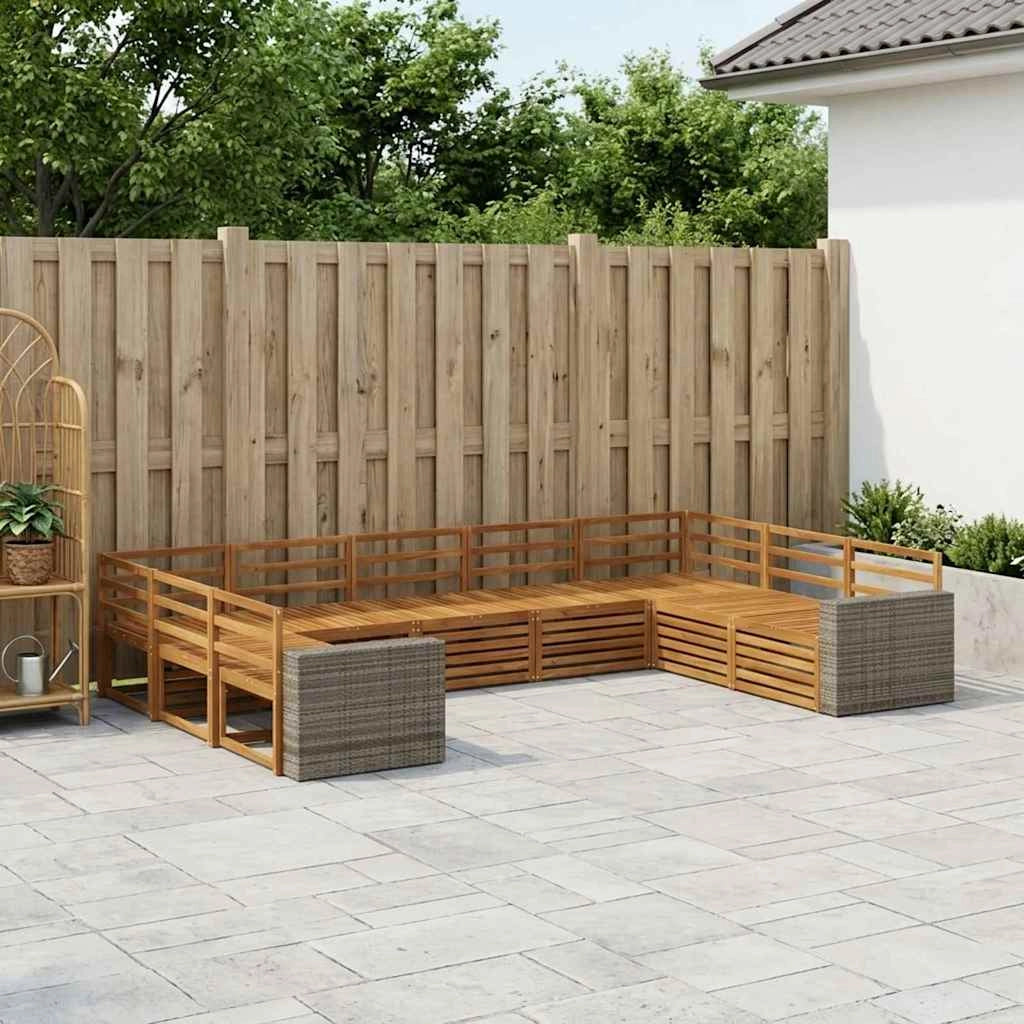 Set di divani da esterno 9 pz Naturale Legno di Acacia Massello 3383847