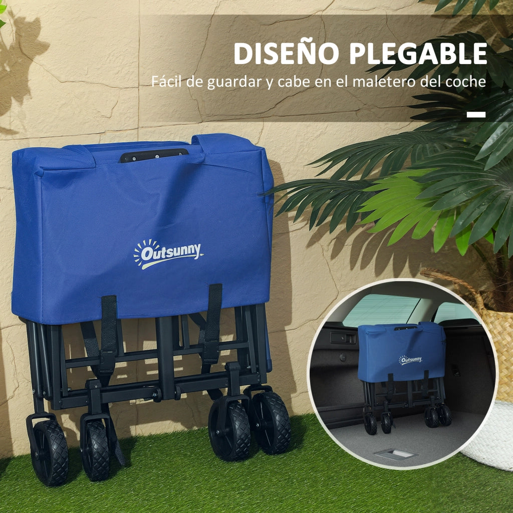 Carrello da Giardino Pieghevole con Ruote ¨C Minimal ¨C 64x42x27 cm Blu