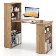 Scrivania per computer 48 Inch con libreria a 4 ripiani e supporto CPU, legno MDF colore naturale, salvaspazio per casa e ufficio