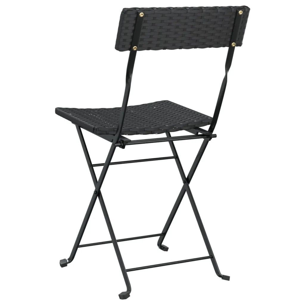 Sedie Pieghevoli da Bistr¨° 4 pz | Sedie da Esterno Nere Polyrattan e Acciaio