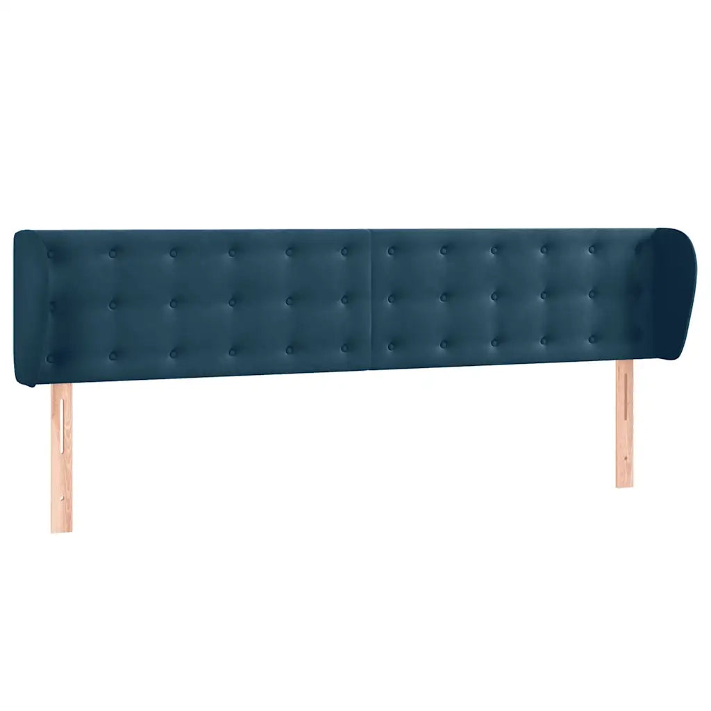 Testiera ad Orecchio-Testata con Orecchie Blu Scuro 163x23x78/88 cm in Velluto 321401