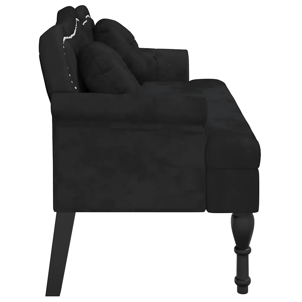 Panca con Cuscini Nera 120,5x65x75 cm Velluto 372145