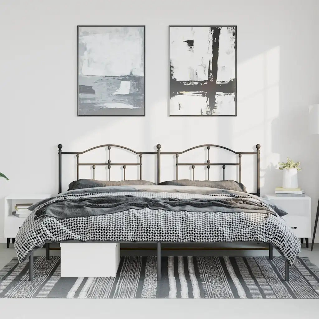 Giroletto con Testiera in Metallo Nero 193x203 cm 353445