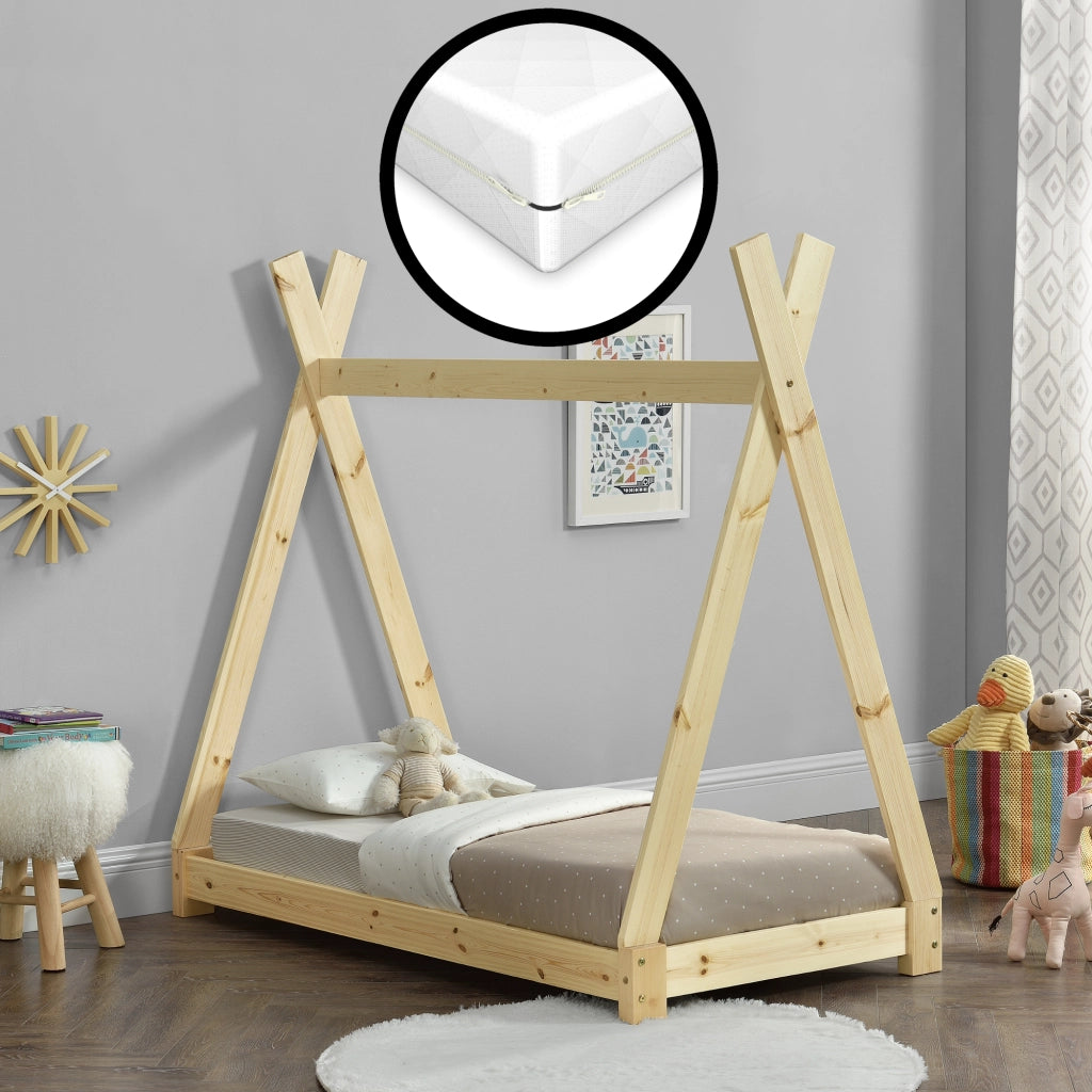 [neu.haus] Letto per Bambini con Materasso a Schiuma Fredda 70 x 140 cm Fodera Rimovibile Öko-Tex Standard 100 made in EU Legno di Pino