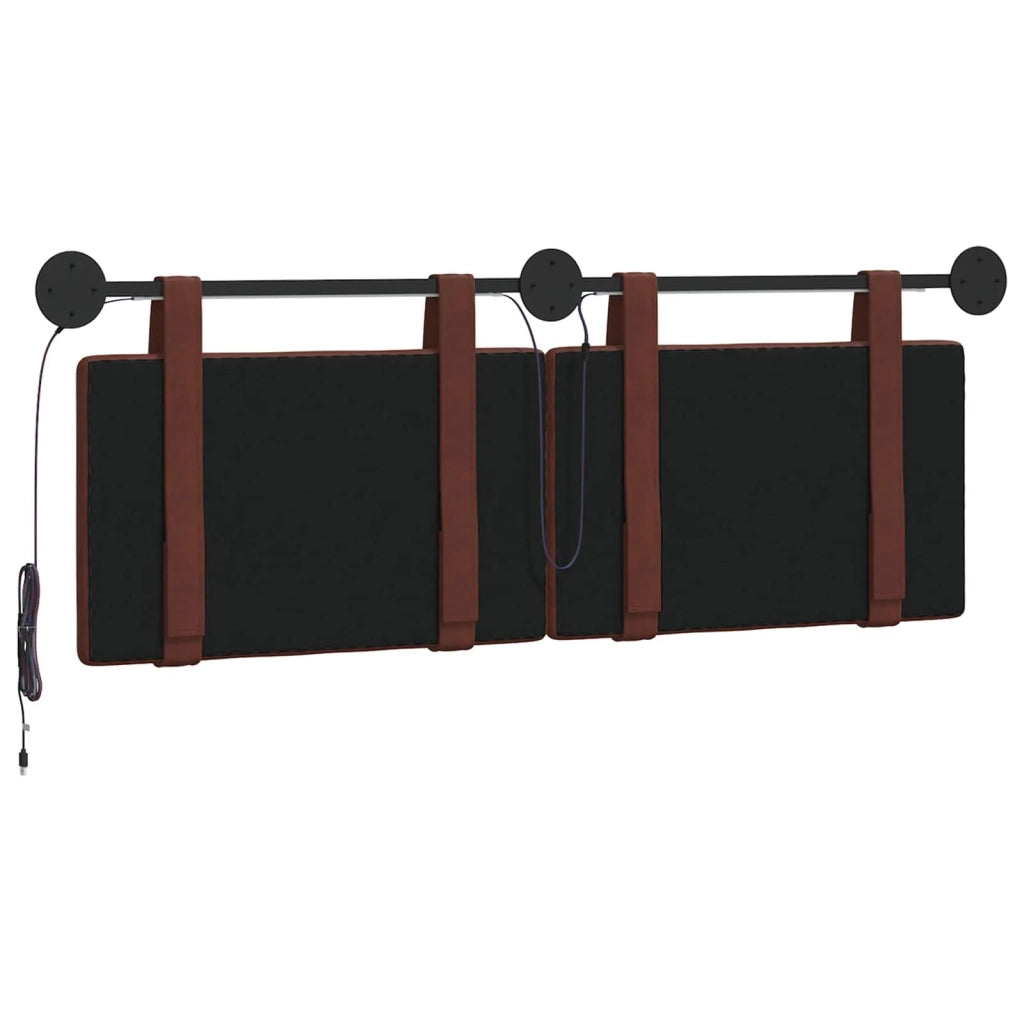 Testiera sospesa Con luce LED Marrone Lucido PU Antico