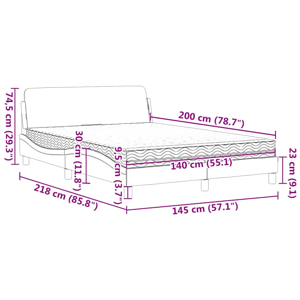 Letto con Materasso Dover Verde Scuro 140x200 cm in Velluto 3208414