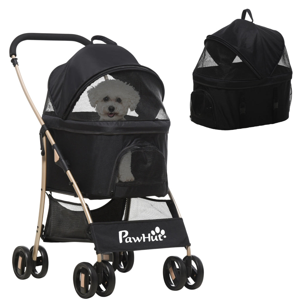 Trasportino Cane Pieghevole con Tettuccio ¨C zephmum ¨C Nero 82x49.5x98cm