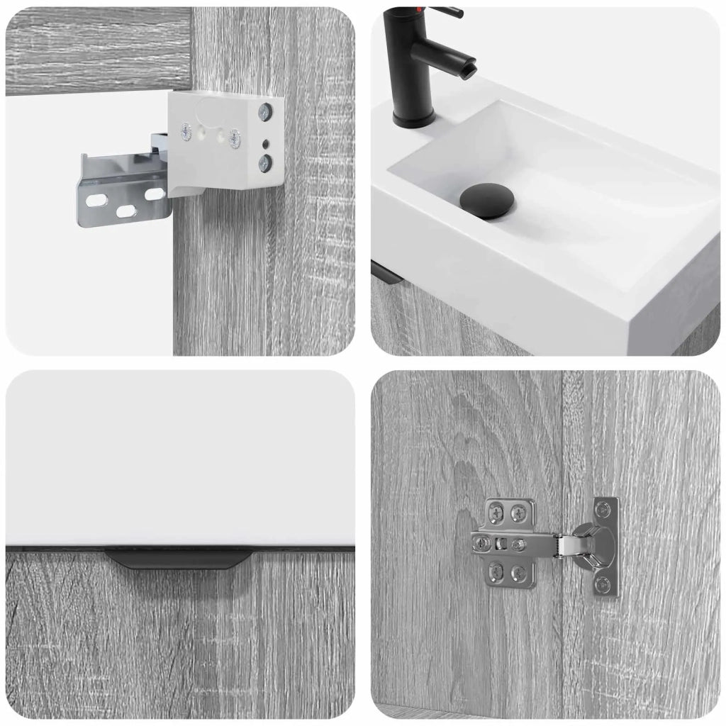 Mobile bagno con rubinetto Sonoma grigio 45,5 x 22,5 x 84 cm 889430