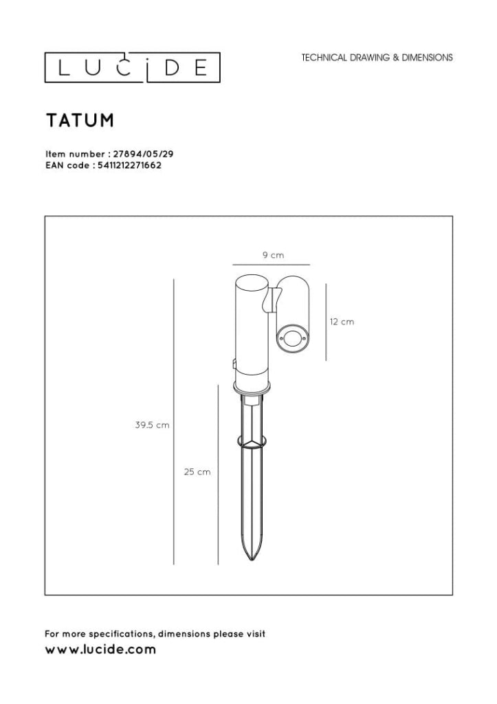 Faretto da terra Lucide Tatum LED 4,5W 3000K IP65 antracite