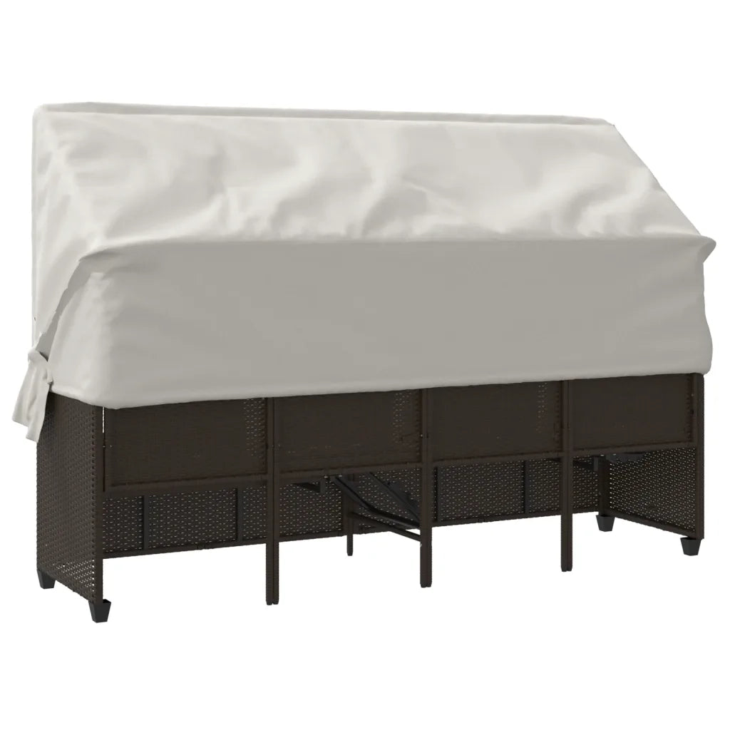 Lettino Prendisole | Sdraio da giardino | Lettino da sole con Baldacchino e Cuscini Marrone?Polyrattan
