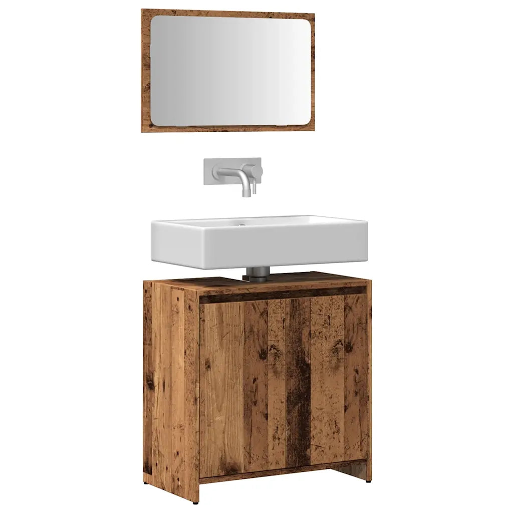 Set Mobili da Bagno | Armadio da bagno 2 pz Legno Antico in Legno Multistrato