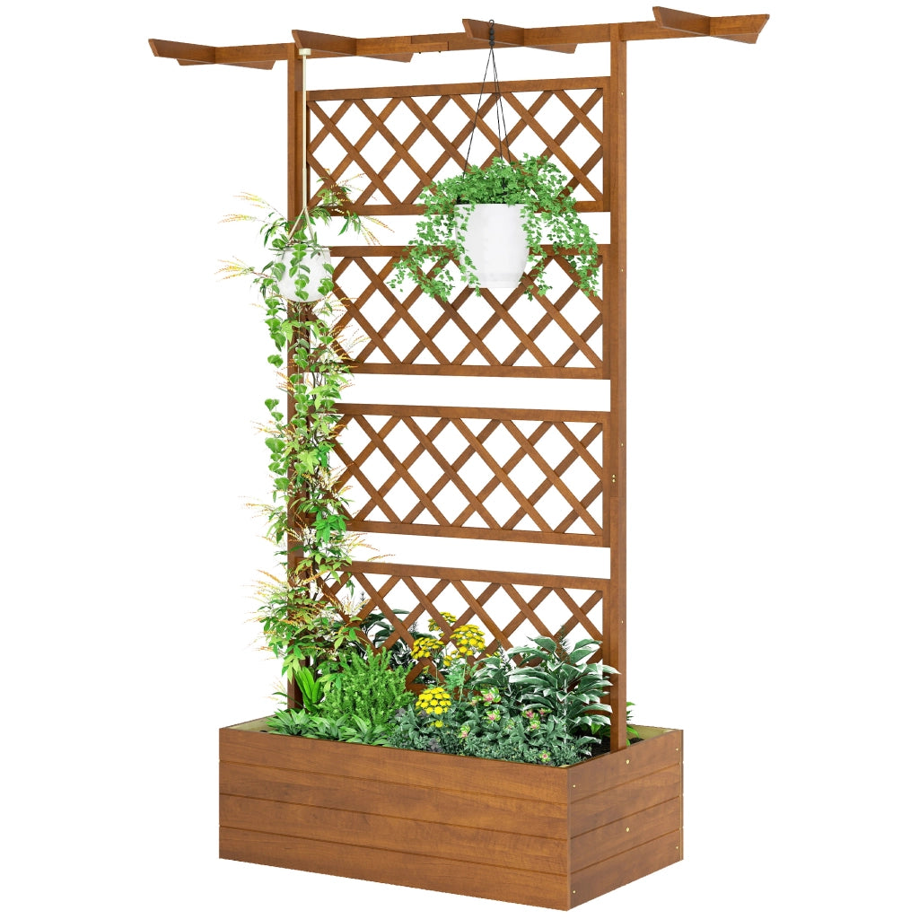 Vaso da giardino rialzato con griglia ¨C Minimal ¨C effetto legno naturale