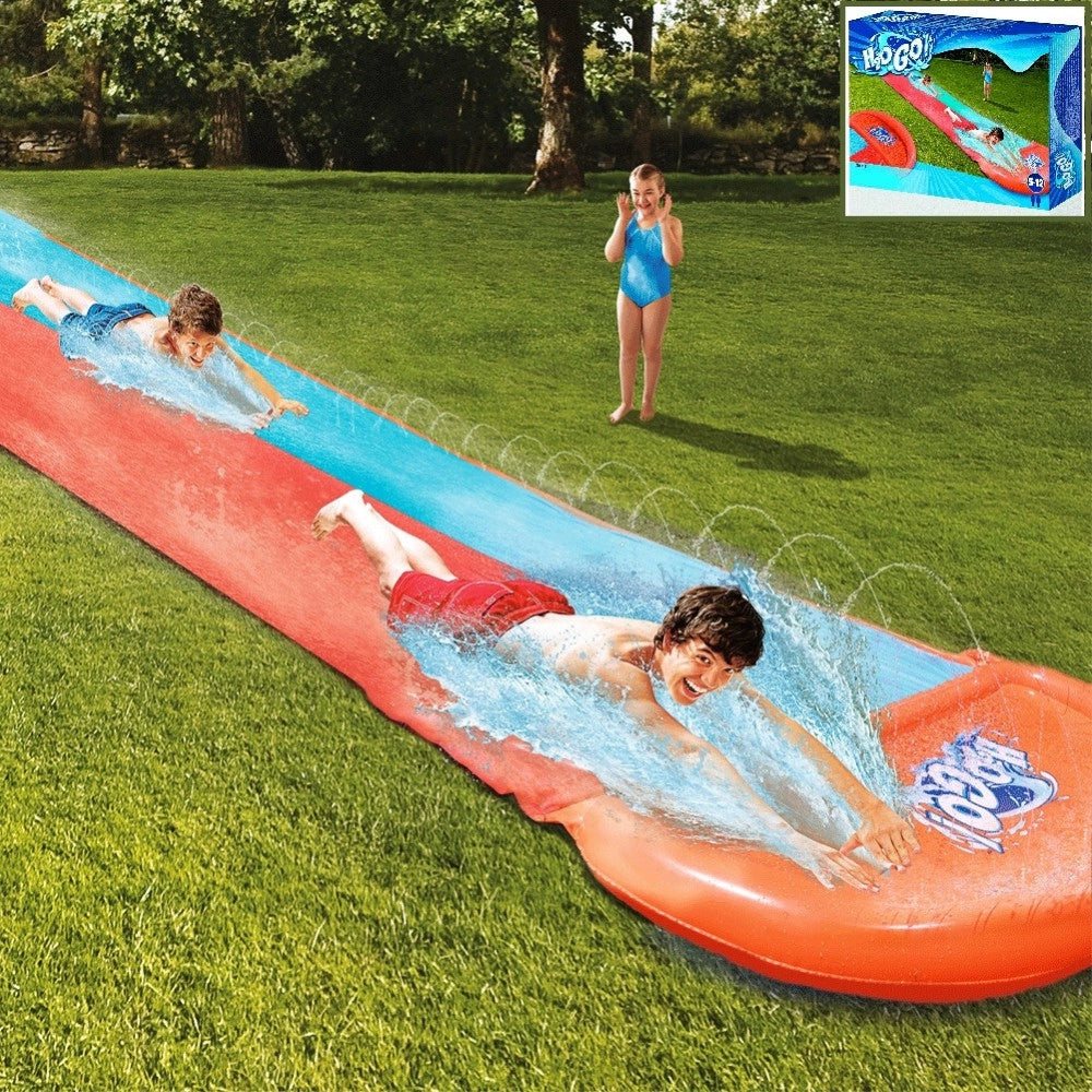 Trade Shop - Scivolo Acquatico Giardino Pista 5,49mt Rampa Lancio E Spruzzo 2 Posti -
