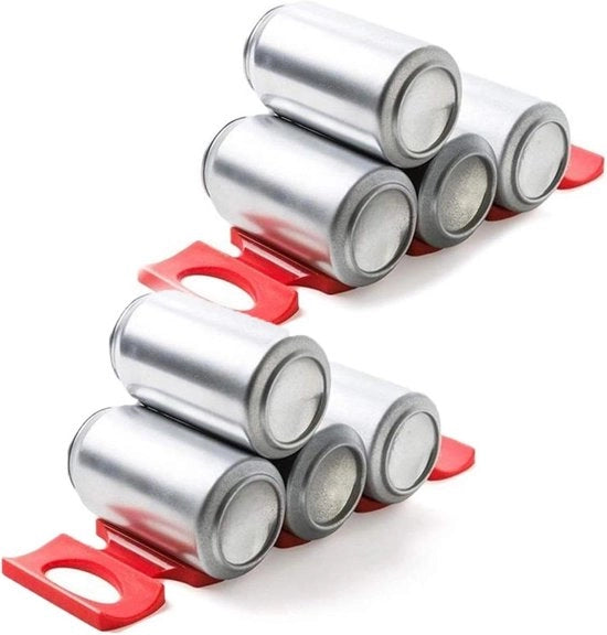 Flessen e blik contenitore siliconico pieghevole in rosso - per frigorifero e armadio a muro - 2x contenitore per bottiglie e lattine.